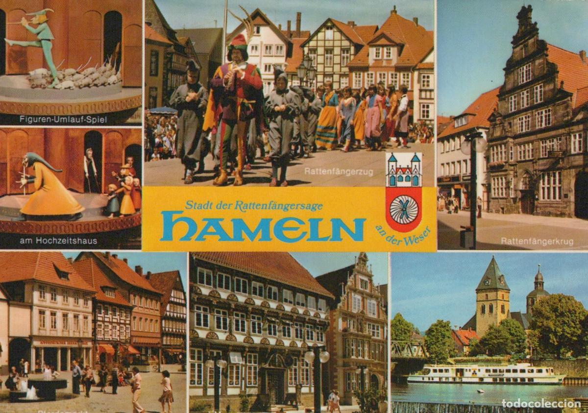 Postkarten: Germany Hameln The Pied Piper Story Town Collage Unposted *YBB721