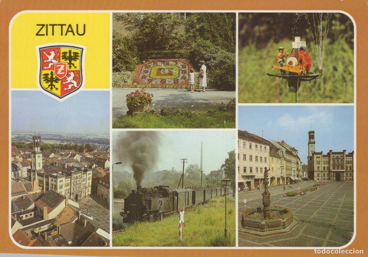 Postkarten: Germany Zittau Multi View Cityscape Steam Train Fountain Flower Unposted *YBB757