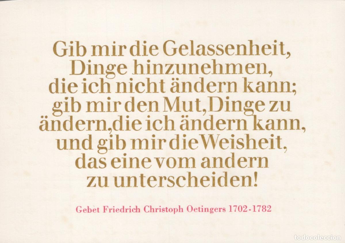 Postcards: Germany Dresden Serenity Prayer By Friedrich Christoph Oetinger German *YBB797