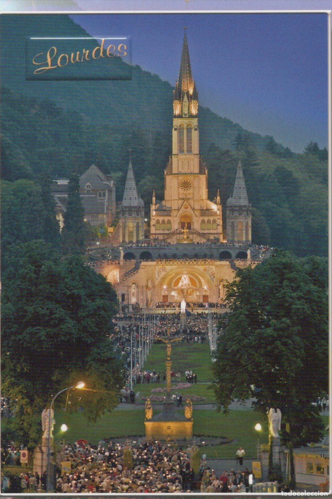 Postkarten: France Lourdes Basilica Of Our Lady Of The Rosary Illuminated At Dusk *YBB609