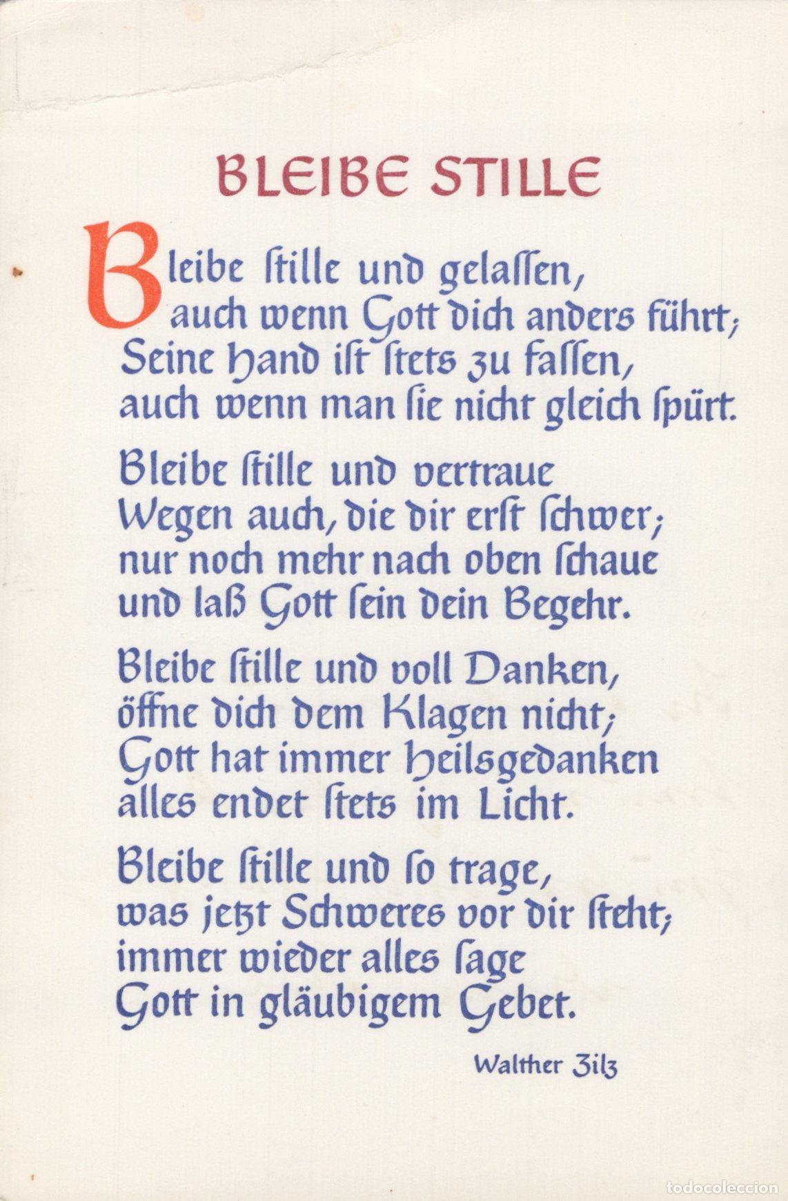 Postales: Germany Plauen Stay Still German Religious Poem By Walther Zilz *YBB812