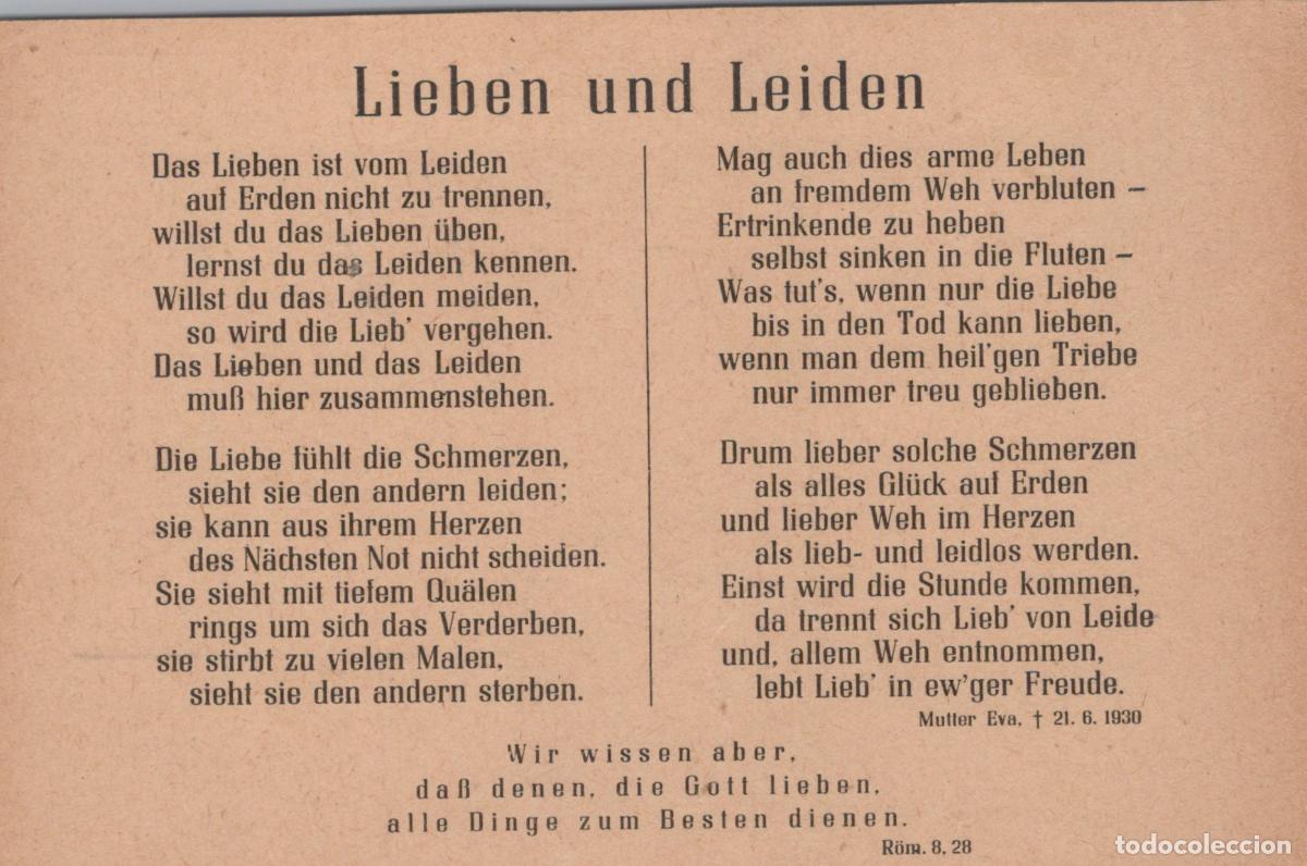 Postales: Germany Lieben Und Leiden German Poem Mother Eva 1930s Unposted *YBB786