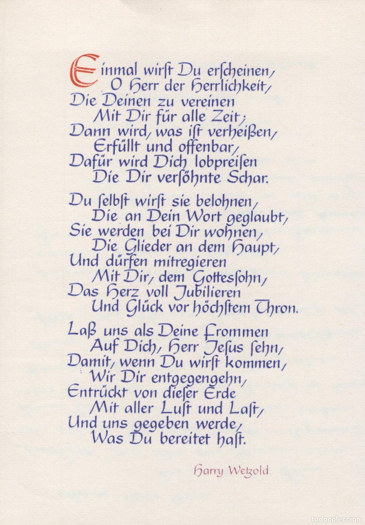 Postales: Germany Plauen Religious Poem By Harry Wetgold German Language *YBB830
