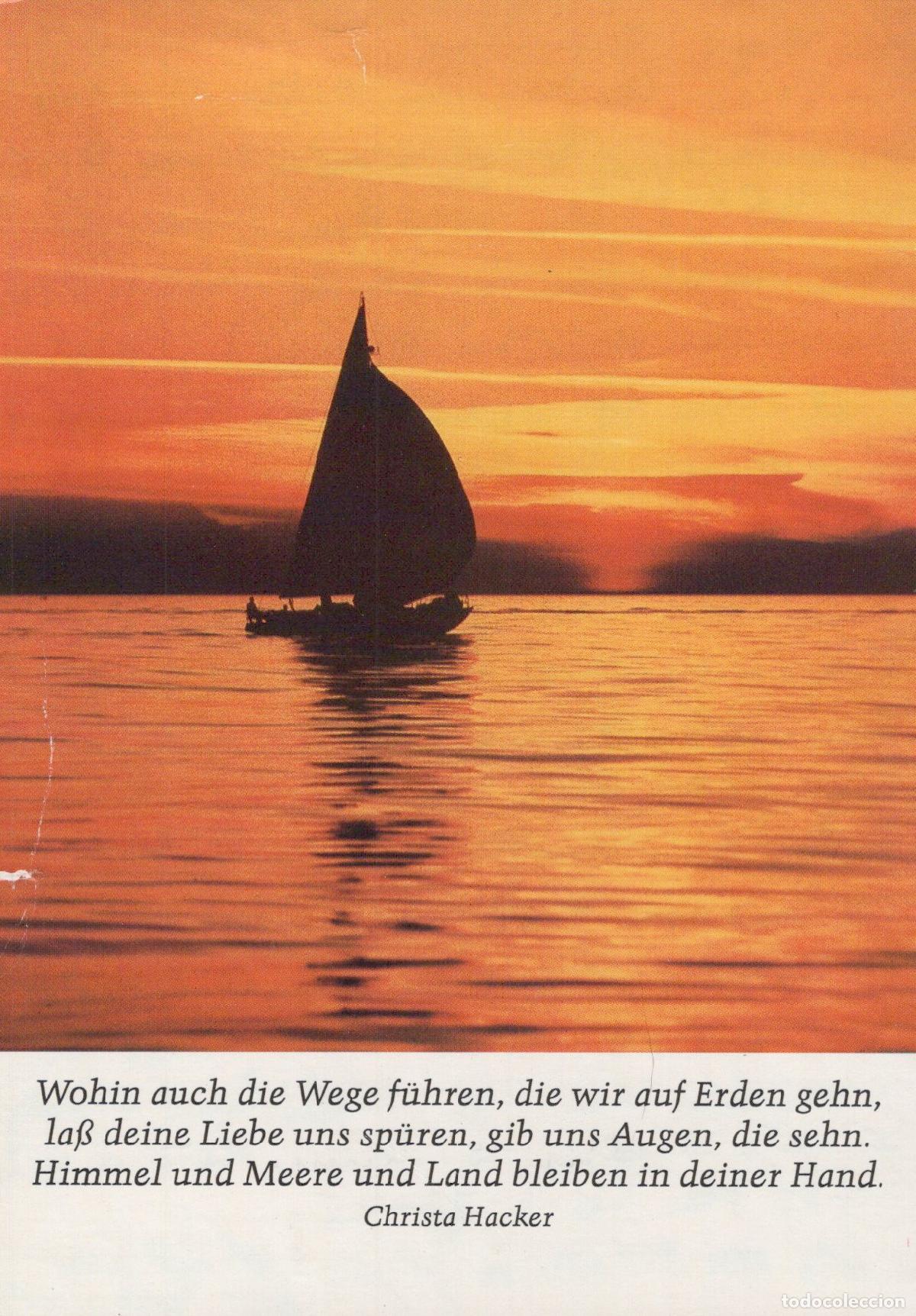 Postales: Germany Sailboat On Water At Sunset With German Quote Christa Hacker *YBB821