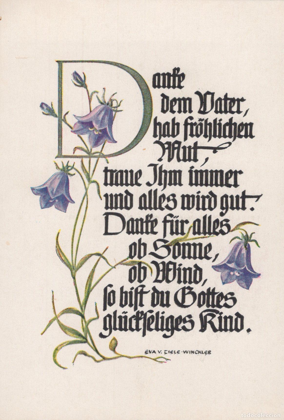 Postales: Germany Plauen Religious Bellflowers Calligraphy Eva V Winckler *YBB865