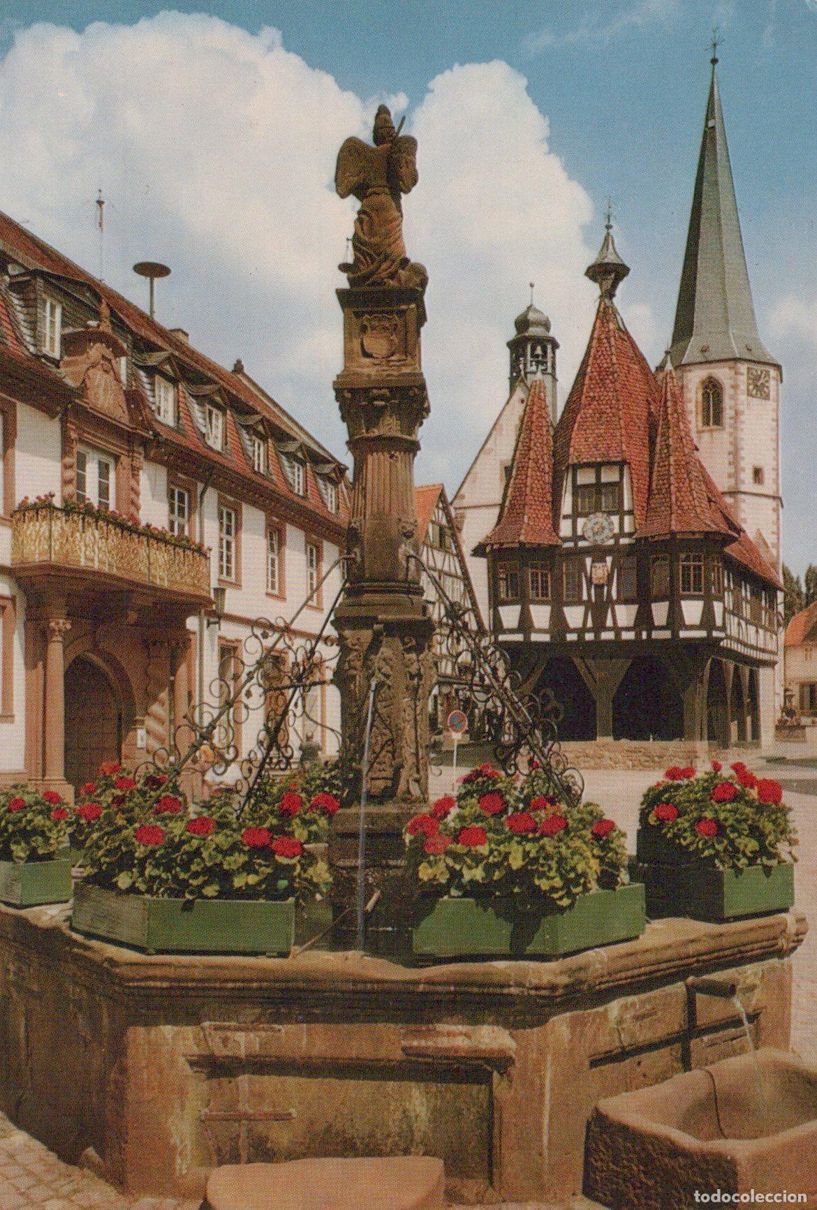 Postales: Germany Michelstadt Historic Town Hall And Fountain Odenwald Unposted *YBB880