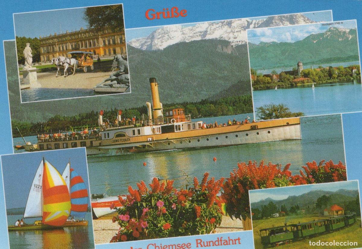 Postkarten: Germany Chiemsee Lake And Bavarian Alps Collage With Steamboat And *YBB689