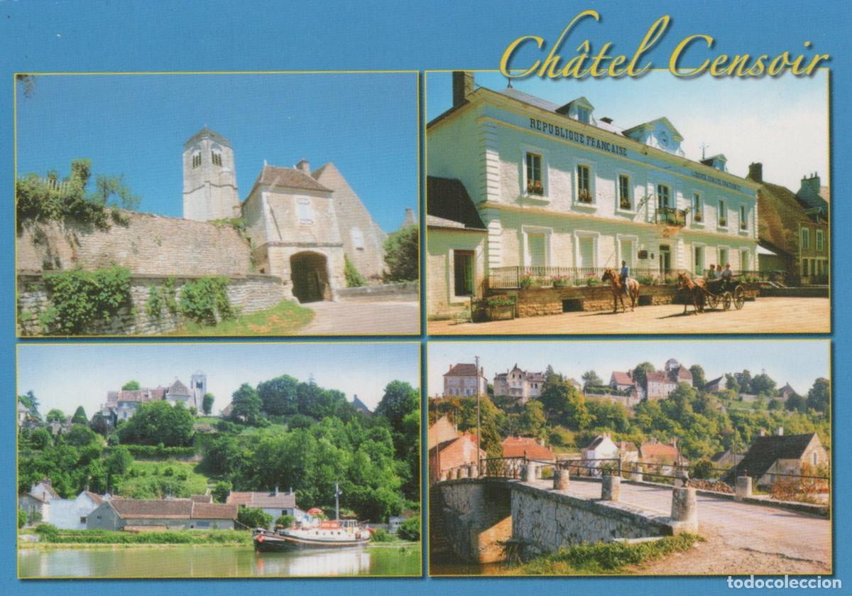 Postkarten: France Ch&acirc;tel Censoir Yonne Collegiate Town Hall Canal Bridge *YBB917
