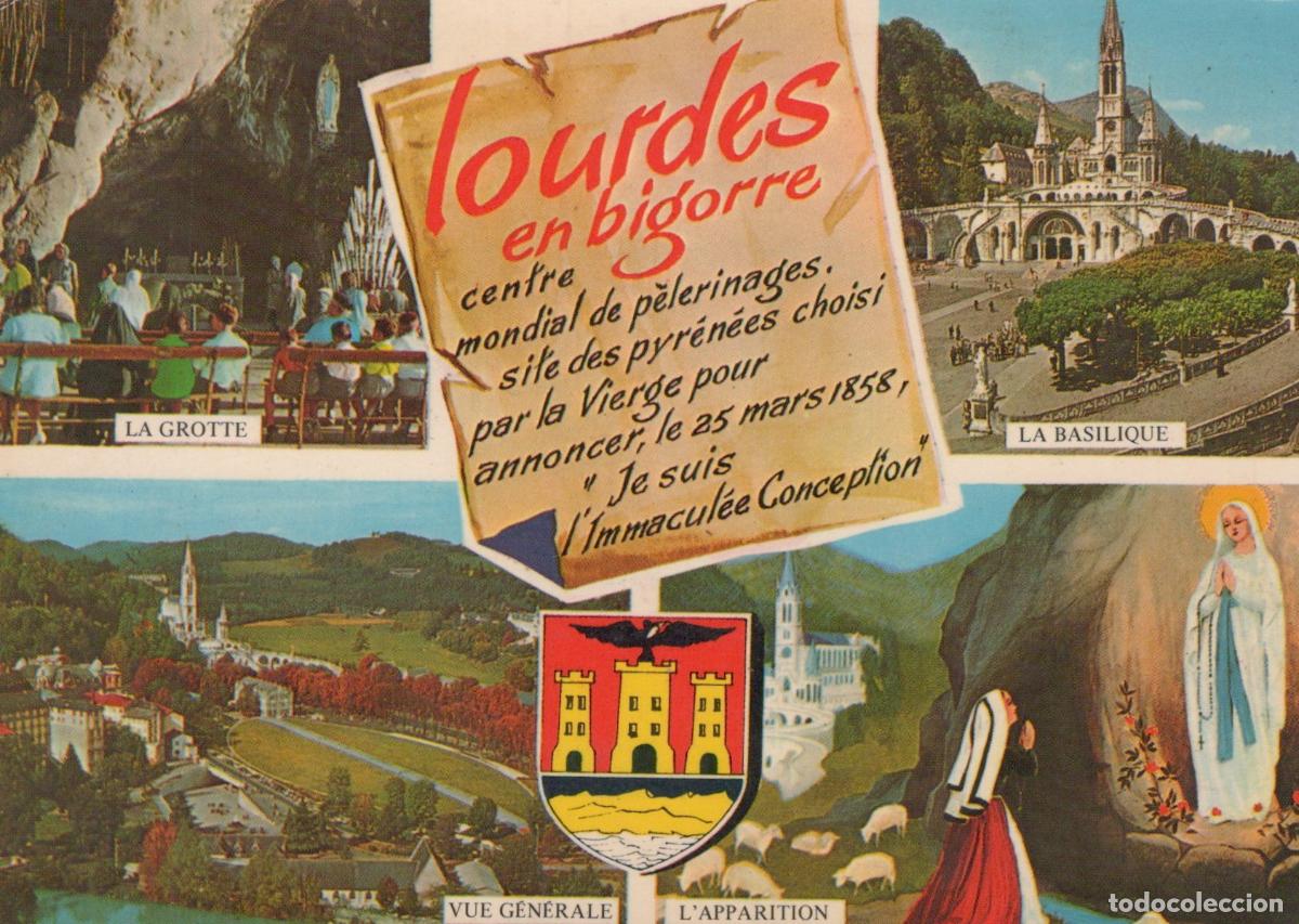 Postkarten: France Lourdes Hautes Pyrenees Grotto Basilica Apparition Coat Unposted *YBB922