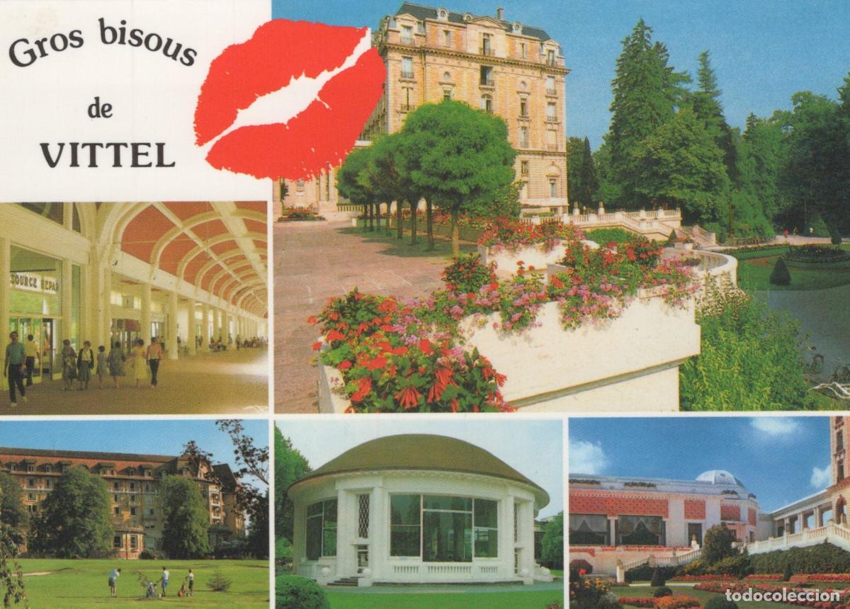 Postcards: France Vittel Vosges Collage Of Buildings Park And People *YBB945