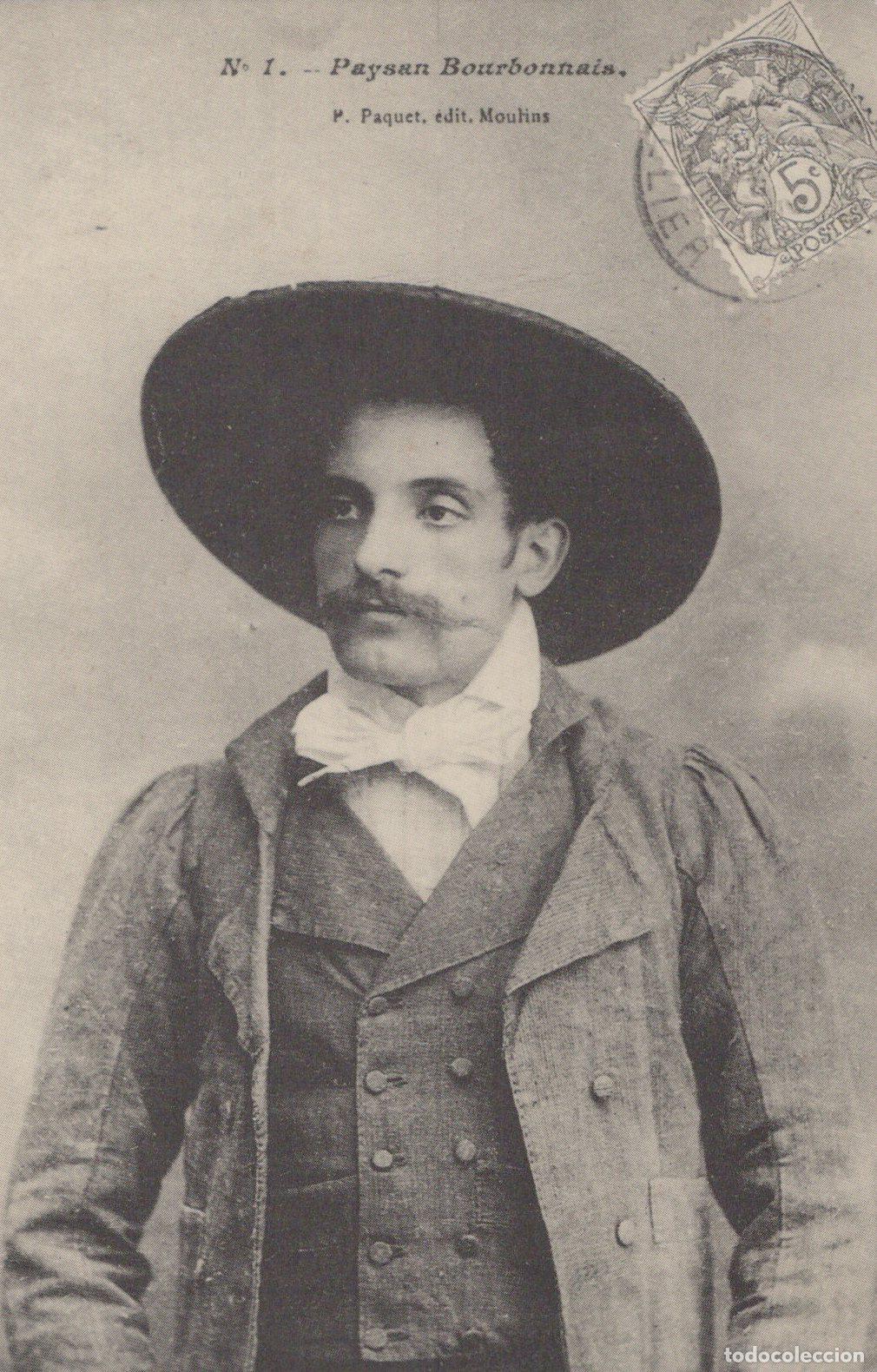 Postcards: France Bourbonnais Peasant Man Wide Hat Reproduction *YBB960