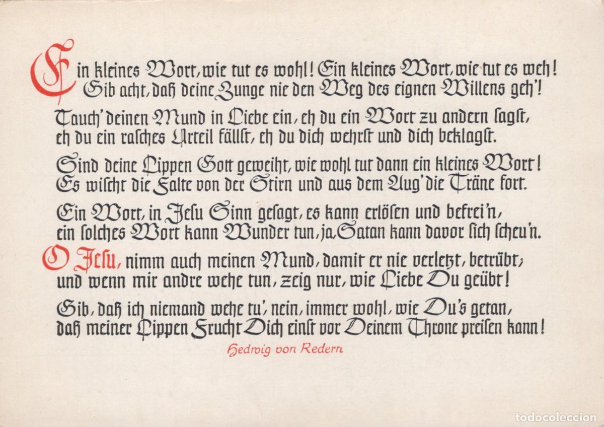 Cartoline: Germany Falkenberg Religious Poem By Hedwig Von Redern German Language *YBB783