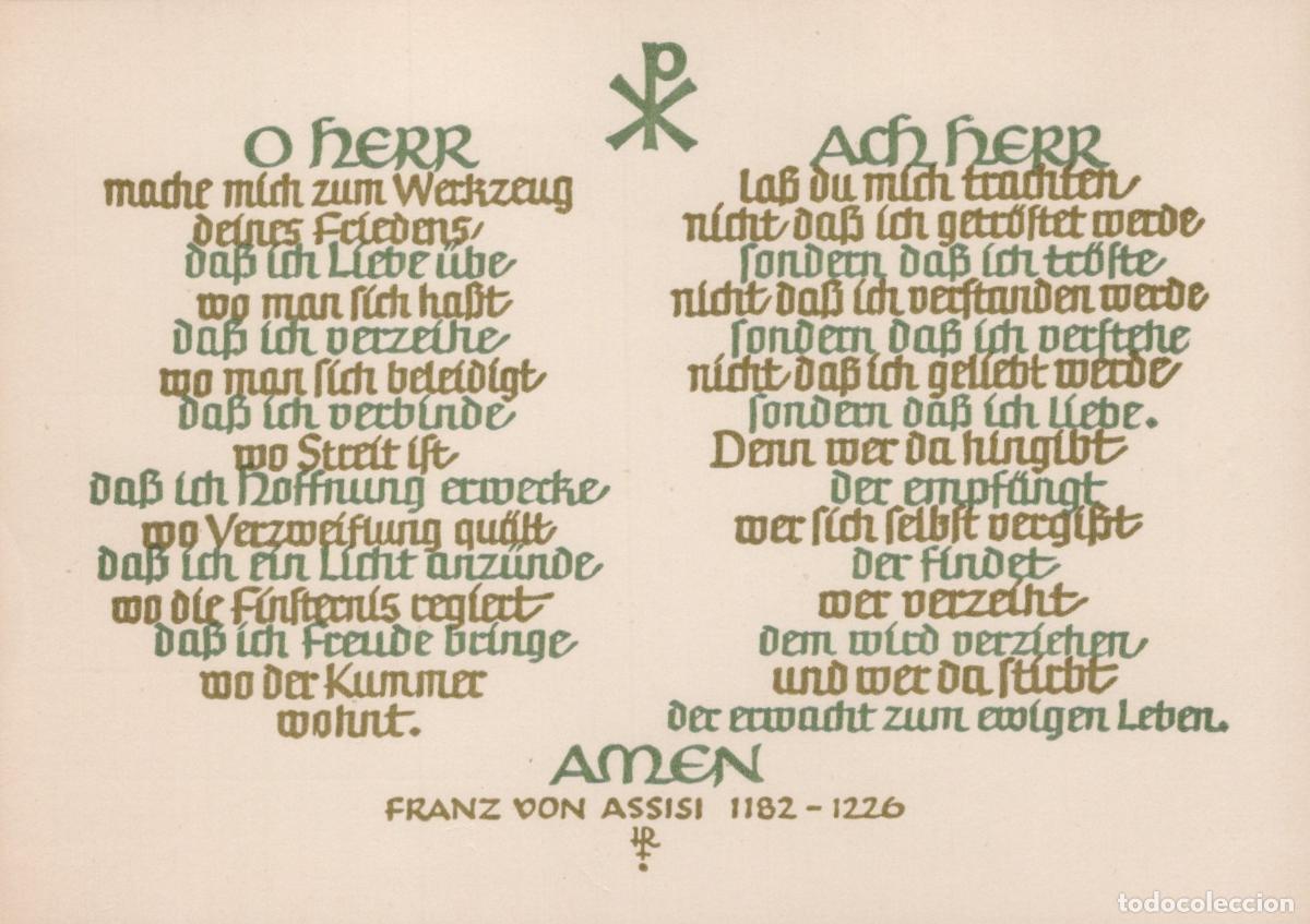 Postkarten: Germany Jena Prayer Of St Francis Of Assisi German Text Unposted *YBB798
