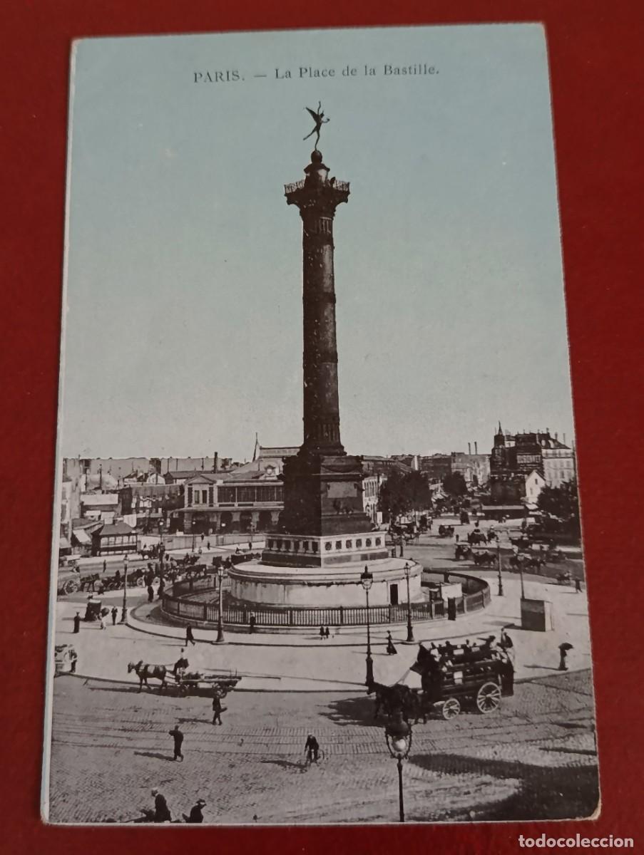 Postales: PLAZA DE LA BASTILLA - COLUMNA DE JULIO - PAR&Iacute;S - FRANCIA CIRCA 1900