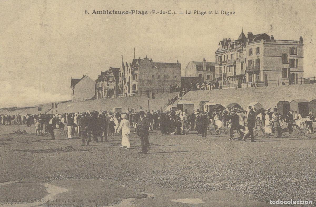 Postales: France Ambleteuse Beach The Beach And The Dike Unposted Reproduction *YBC015