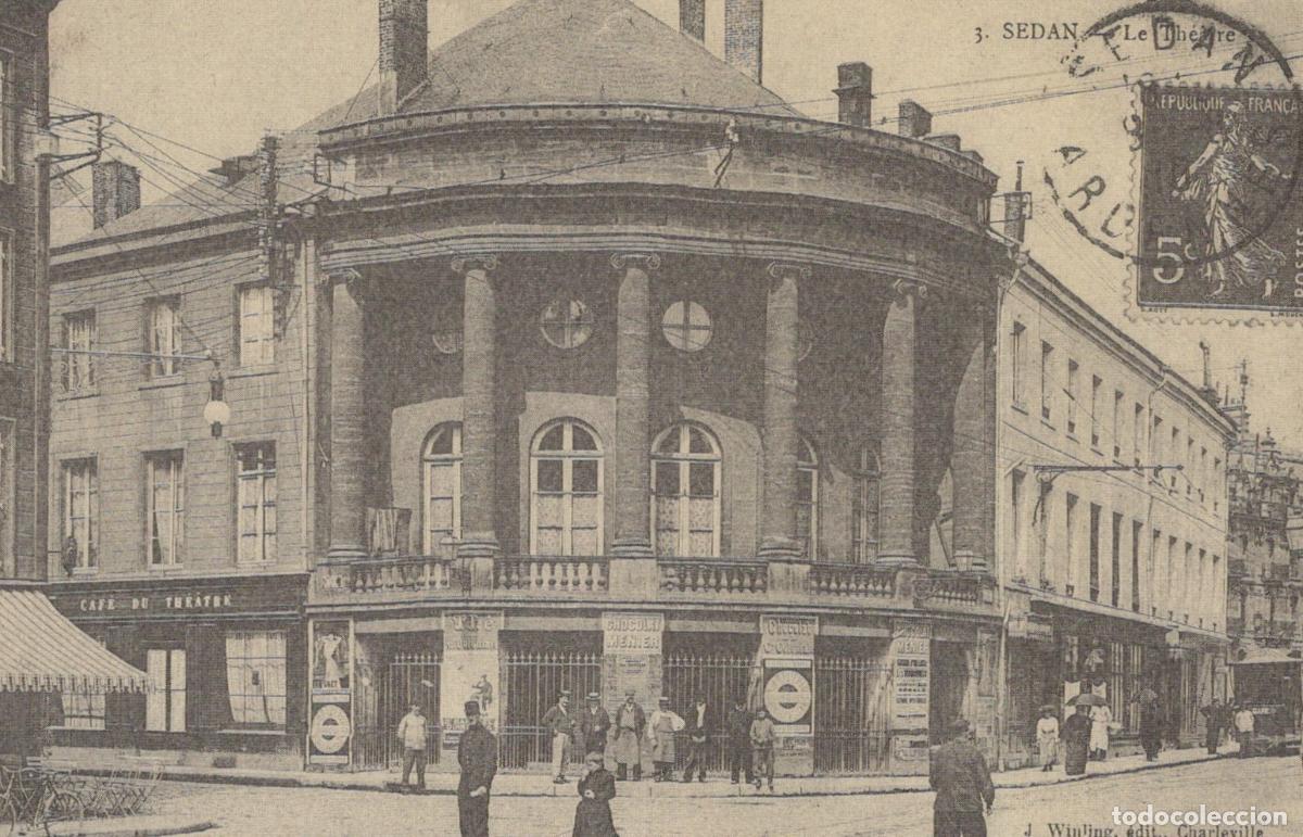 Postales: France Sedan Le Theater People On Street Winting Reproduction *YBC020