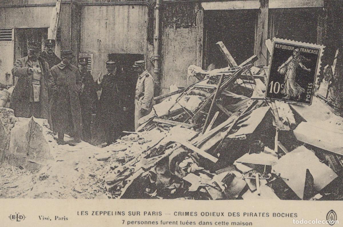 Postcards: France Paris Zeppelin Raid Aftermath German Unposted Reproduction *YBC069