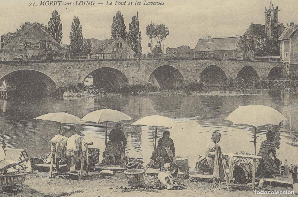 Cartoline: France Moret sur Loing The Bridge And The Washers Unposted Reproduction *YBC043