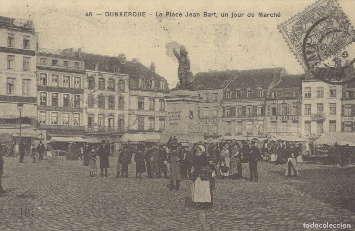Postkarten: France Dunkerque Dunkerque Place Jean Bart Market Day Statue *YBC097