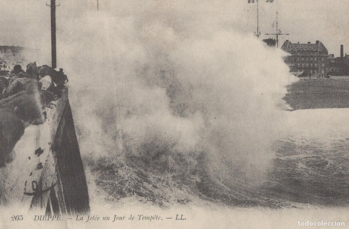 Cartes Postales: France Dieppe Stormy Day On The Jetty With Unposted Reproduction *YBC127