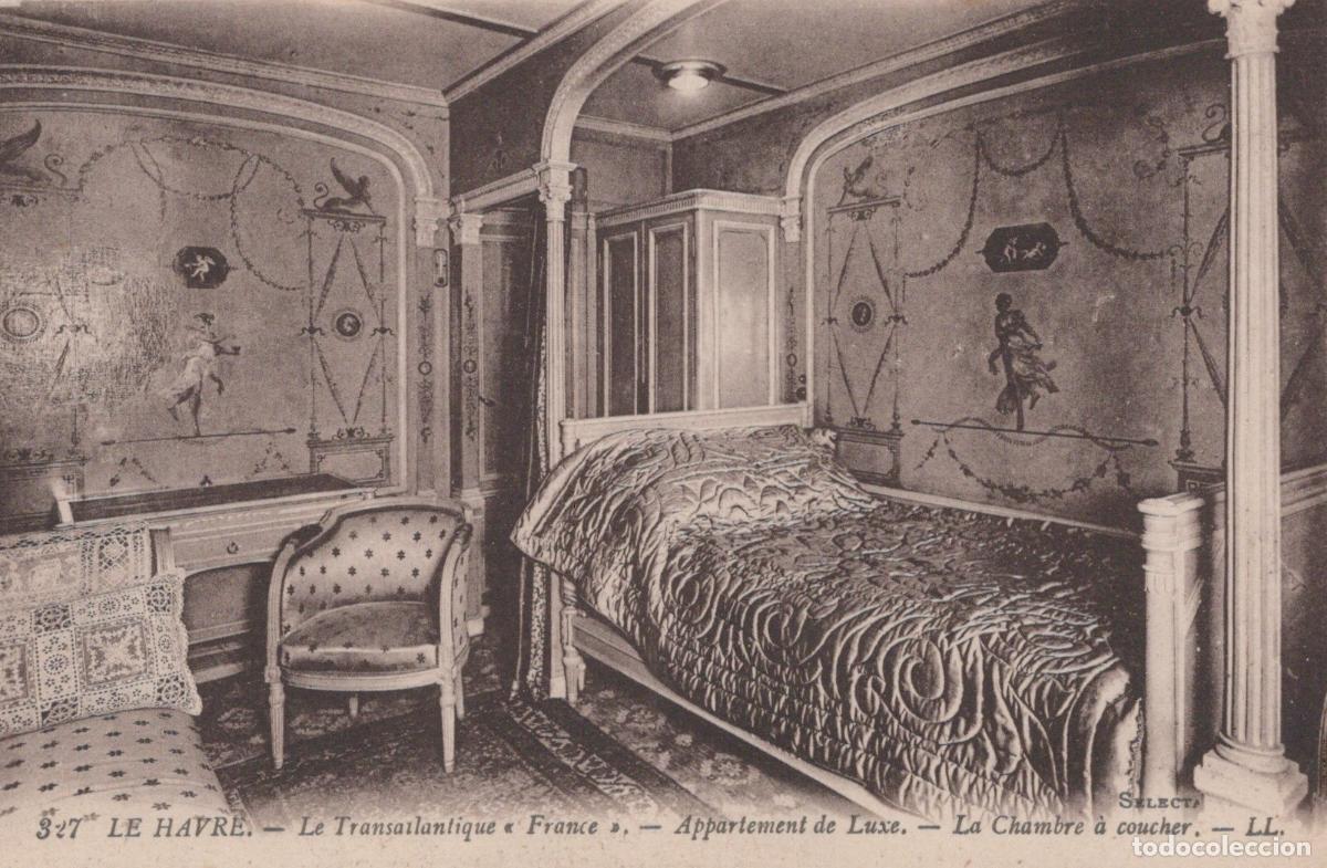 Postales: France Le Havre Ss Transatlantic Liner Luxury Apartment Bedroom Unposted *YBC648