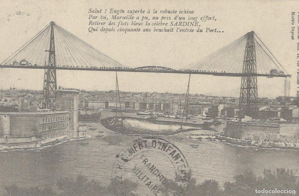 Postcards: France Marseilles Marseille Transporter Bridge With Giant Reproduction *YBC126