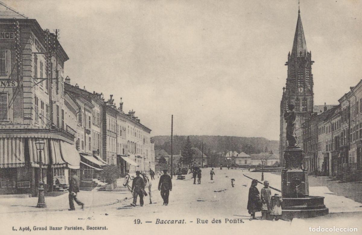 Postcards: France Baccarat Rue Des Ponts With Church And Unposted Reproduction *YBC136