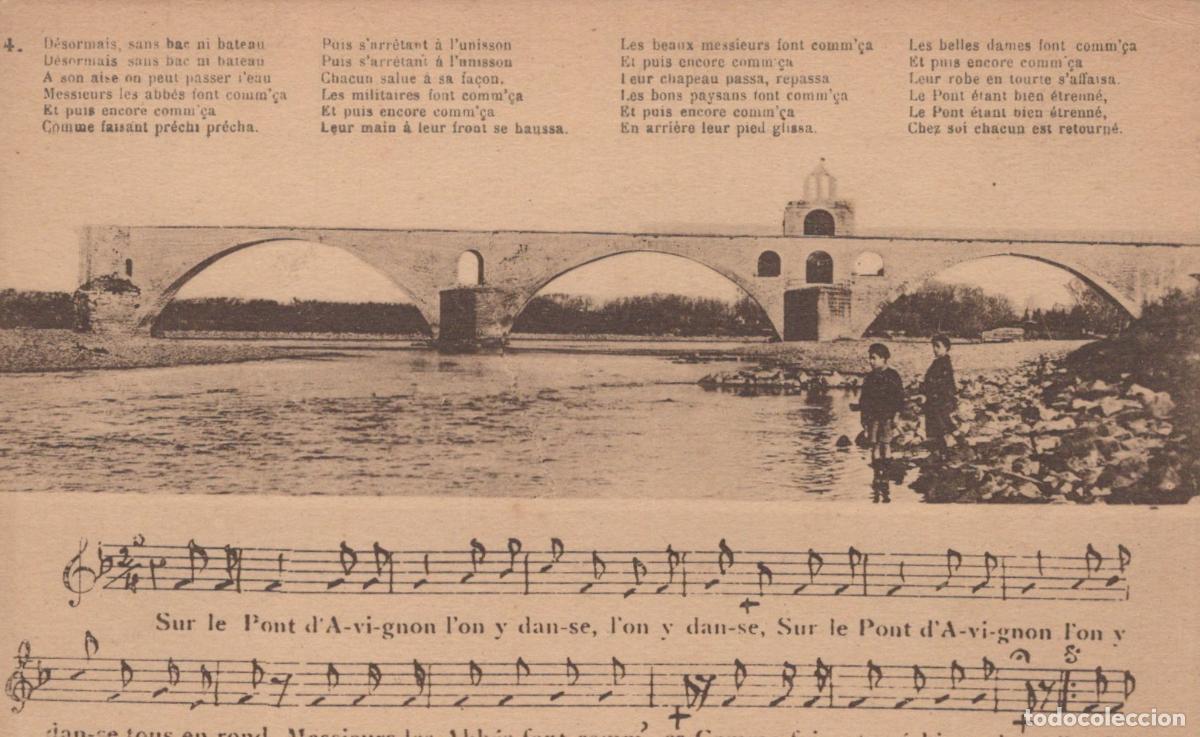 Postais: France Avignon Pont Saint Benezet Bridge In With Lyrics And Musical *YBC647