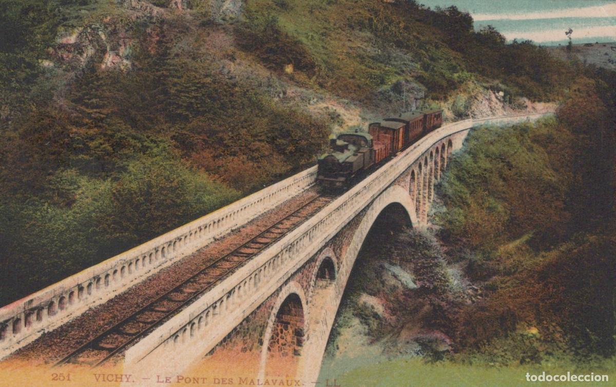 Postales: France Vichy Train Crossing The Malavaux Viaduct Bridge Unposted *YBC438