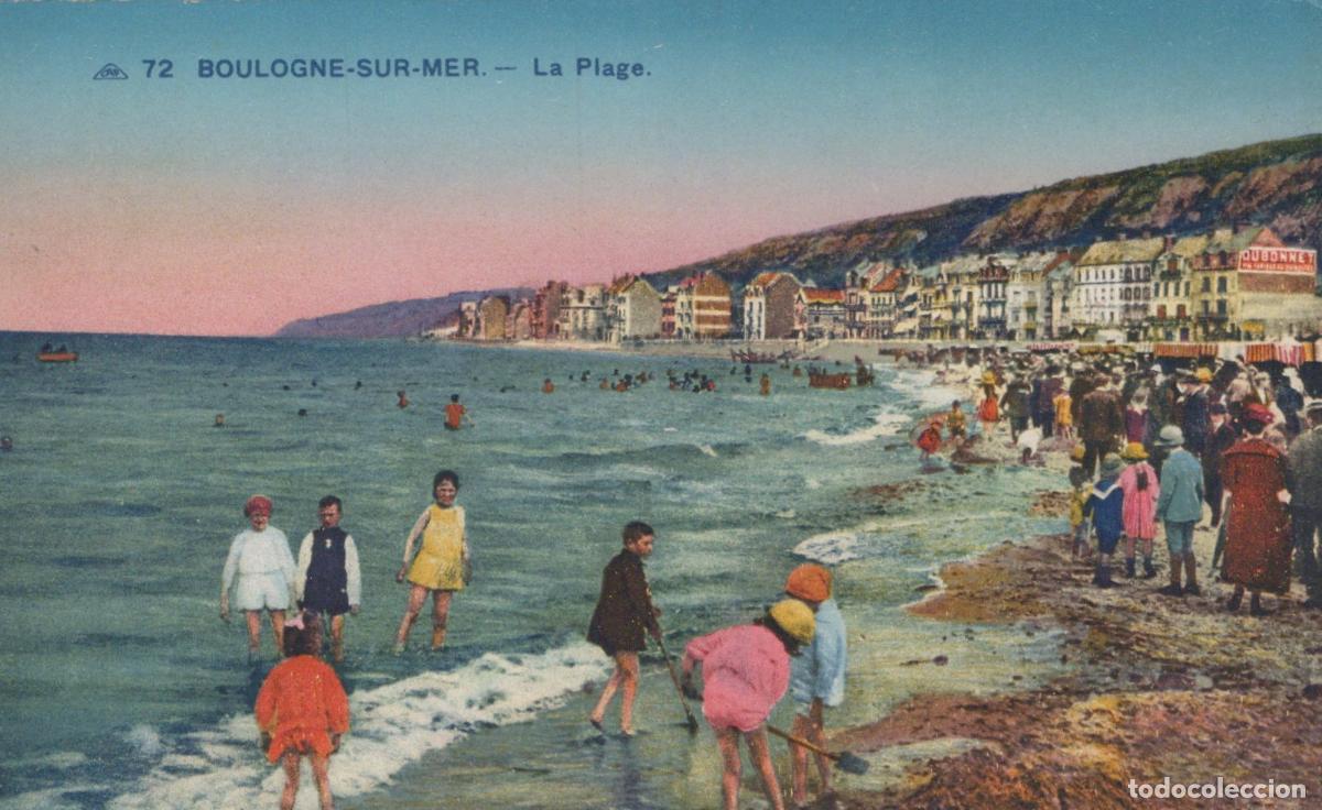 Postales: France Boulogne Sur Mer The Beach With Bathers And Promenade Unposted *YBC448