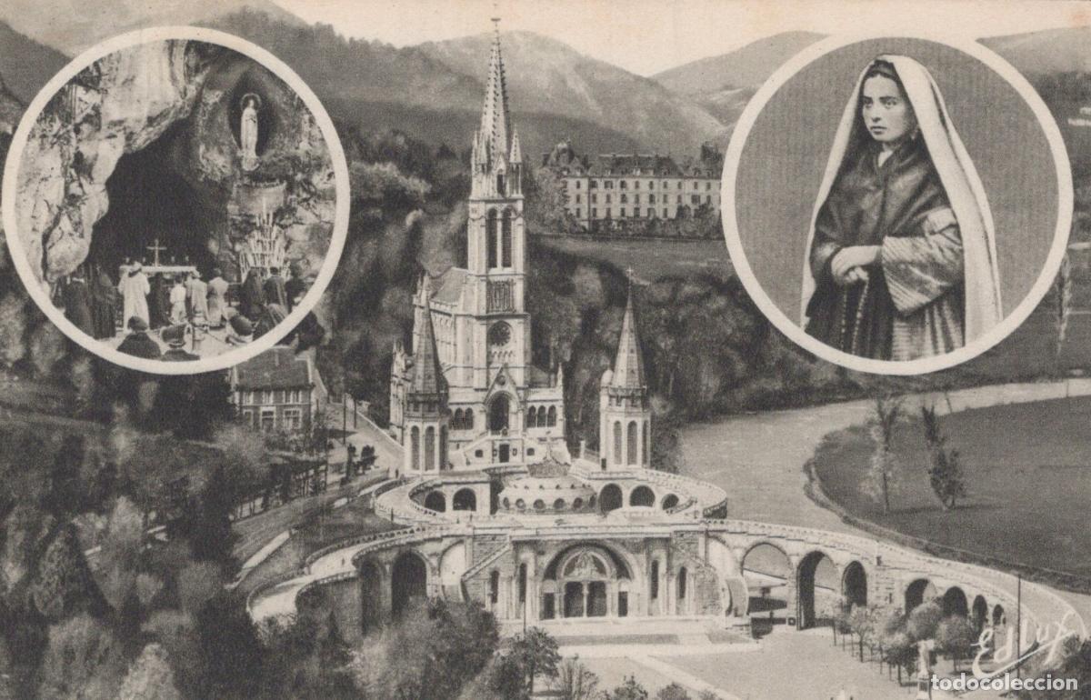 Postales: France Lourdes Basilica With Grotto And Saint Bernadette Unposted *YBC416