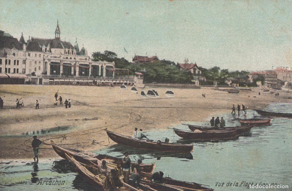Postales: France Arcachon Beach And Casino View Unposted *YBC709