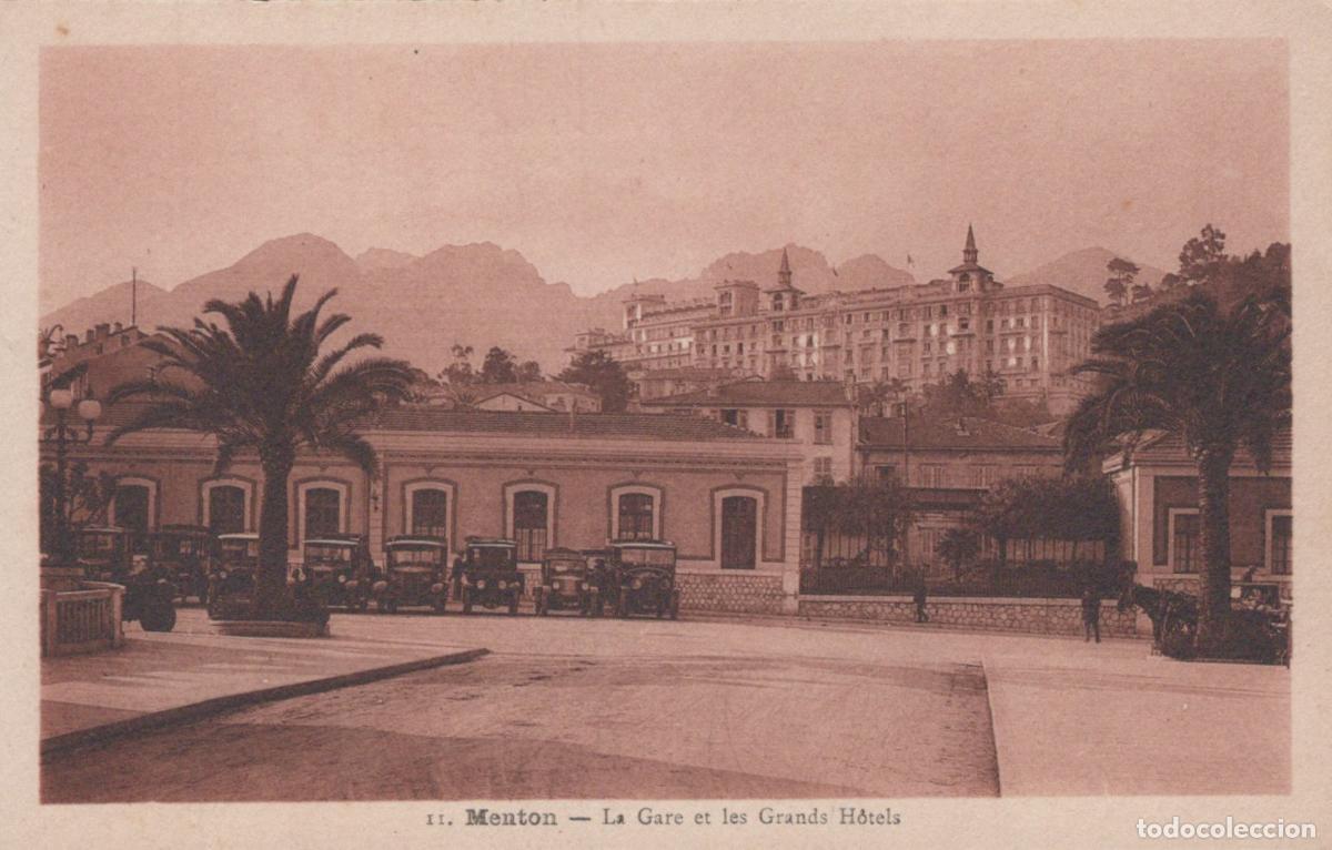 Postales: France Menton The Railway Station And Grand Hotels Unposted *YBC518