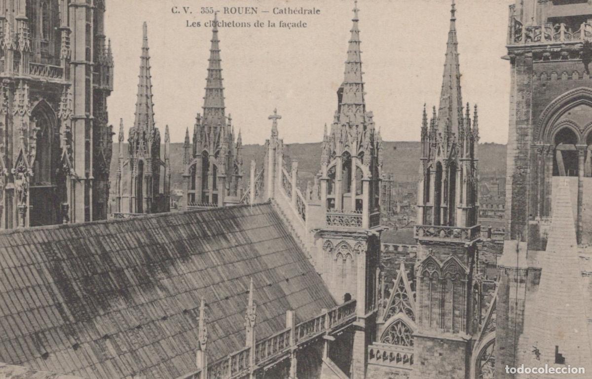 Postales: France Rouen Cathedral Facade Spiers And Roof Detail Unposted *YBC732