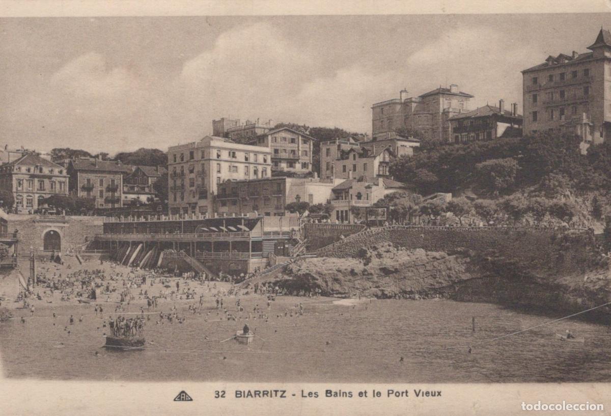 Postkarten: France Biarritz Les Bains Et Le Port Old Beach Scene Unposted *YBC522