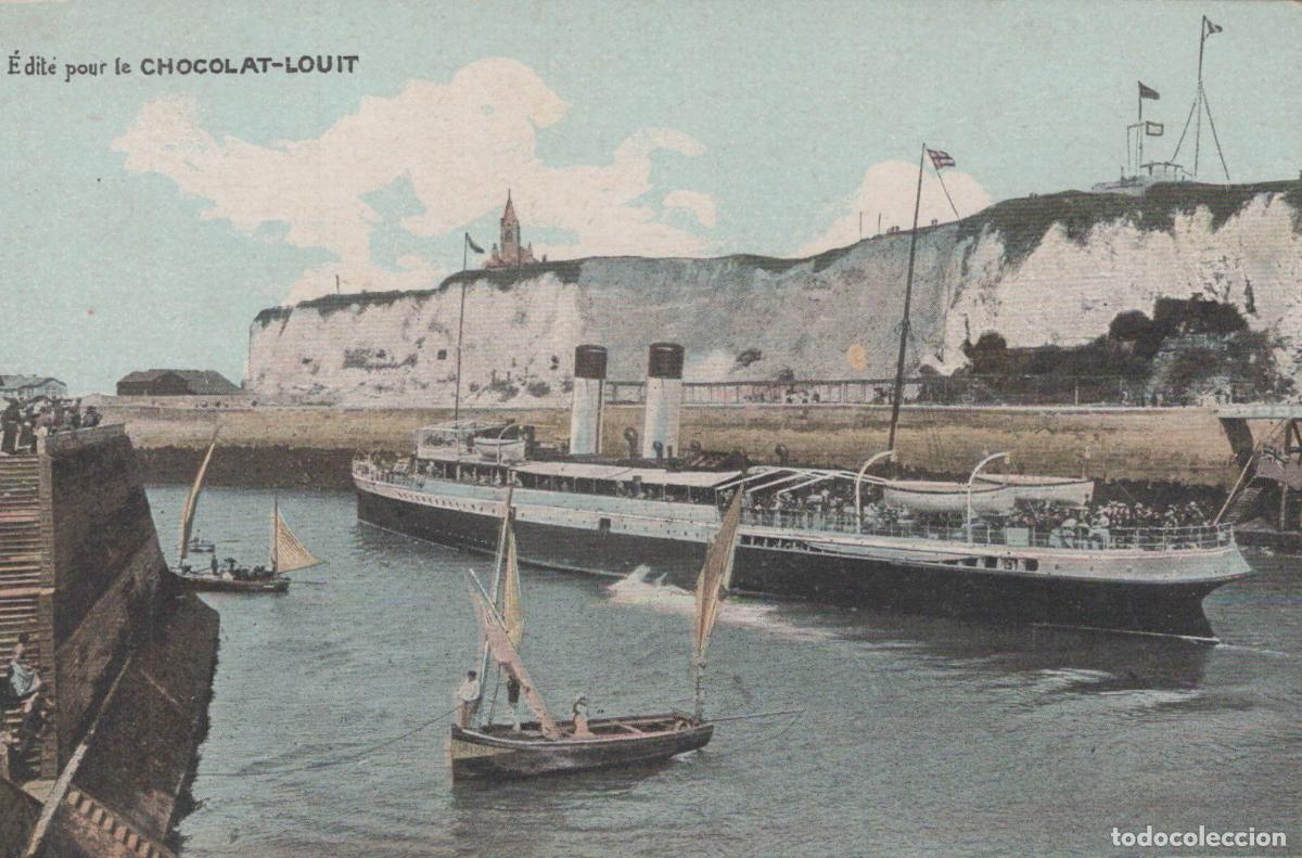 Postkarten: France Dieppe Steamship Entering The Harbor Of With White Unposted *YBC349