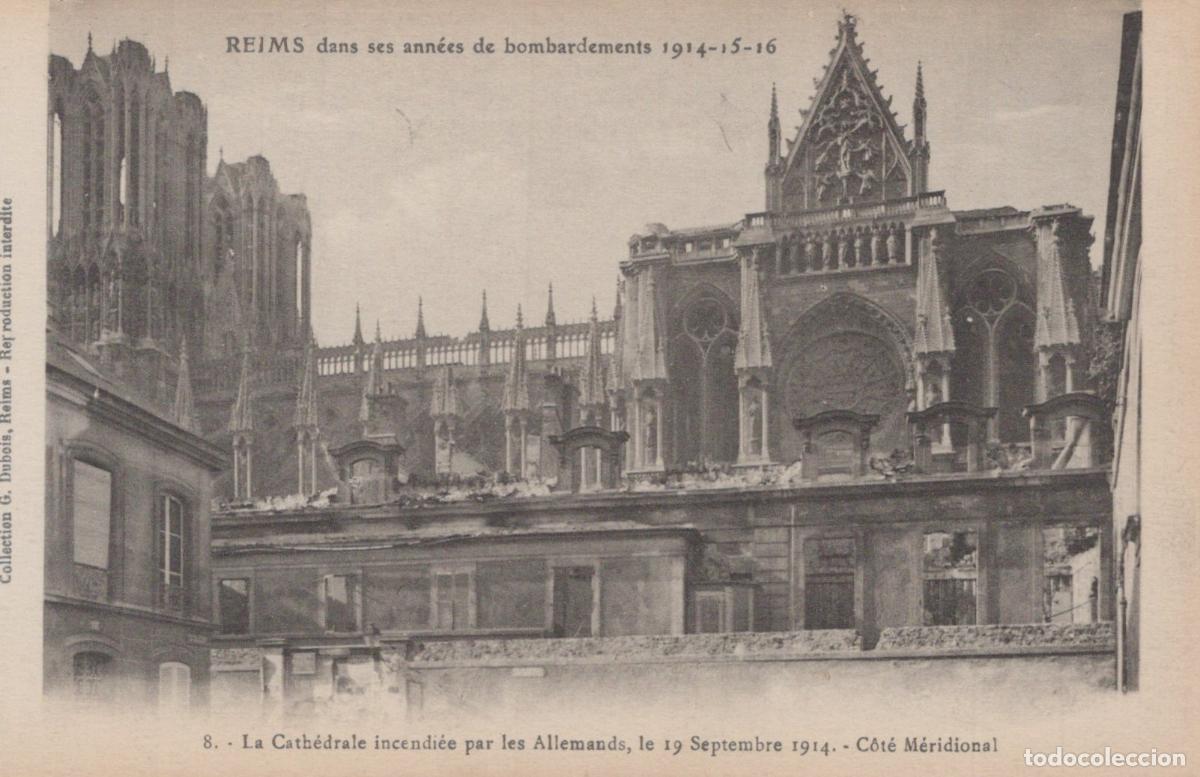 Postales: France Reims Cathedral Damaged By Fire During World War I 1914 Unposted *YBC385