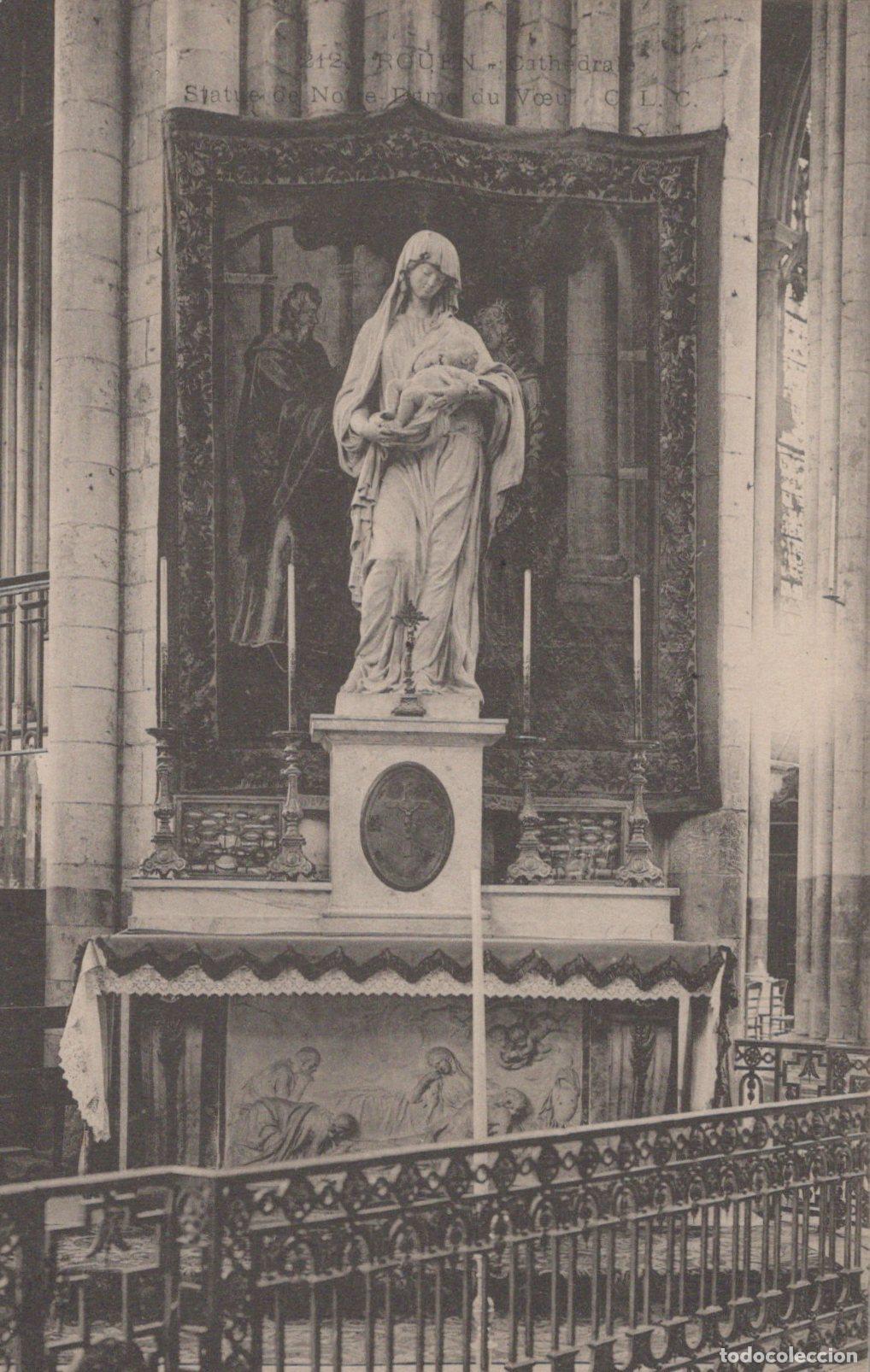 Postkarten: France Rouen Cathedral Statue Of Notre Dame Du Vou Interior Unposted *YBC942