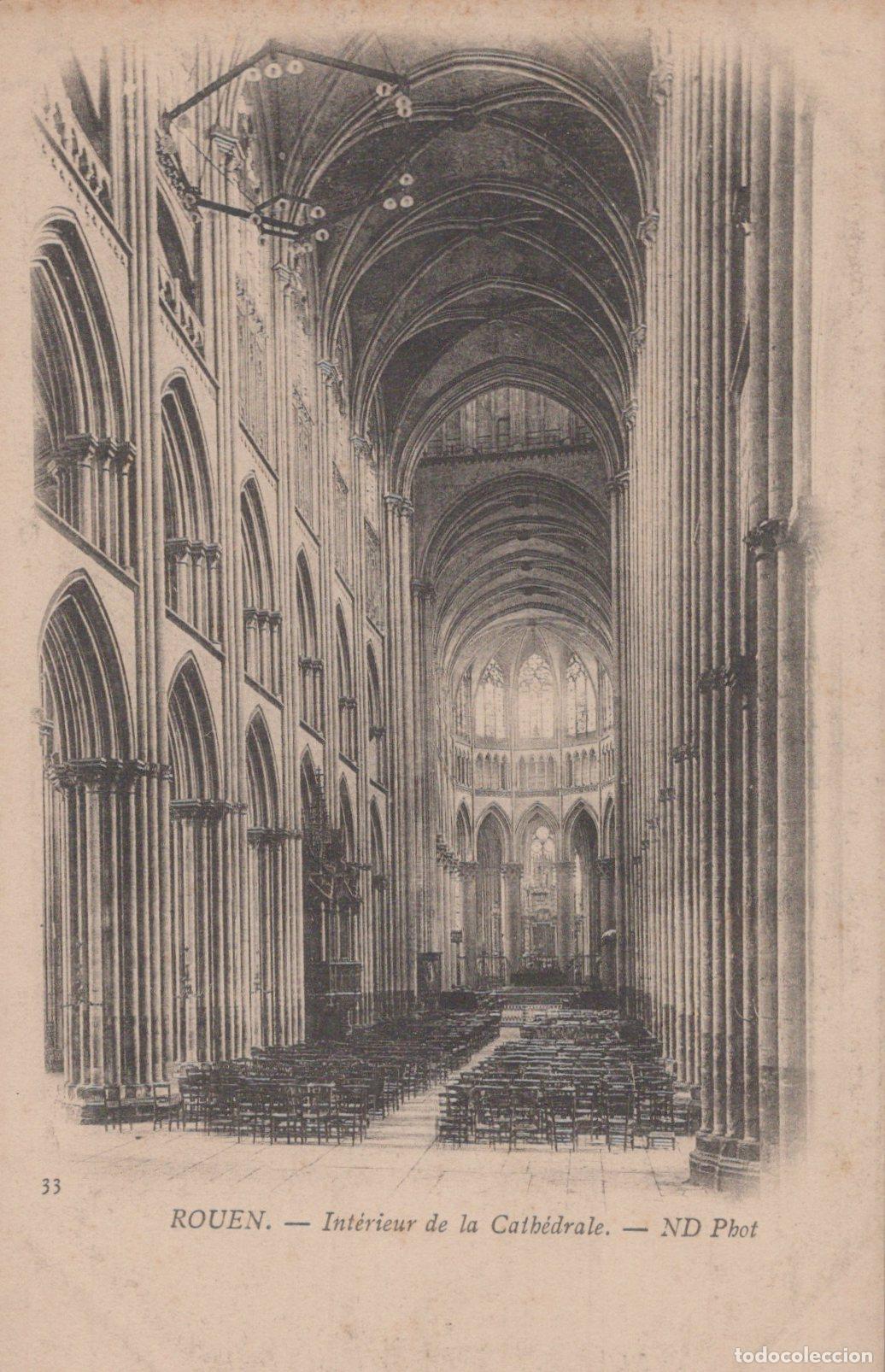 Cartoline: France Rouen Cathedral Interior View Unposted *YBC958