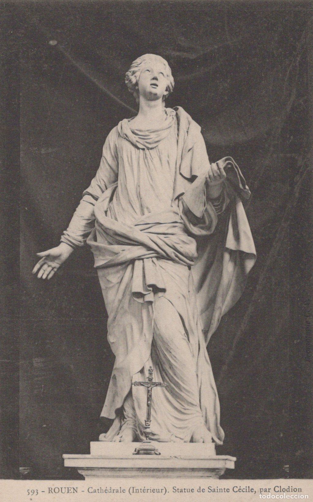Postcards: France Rouen Cathedral Interior Statue Of Saint Cecilia By Unposted *YBC962