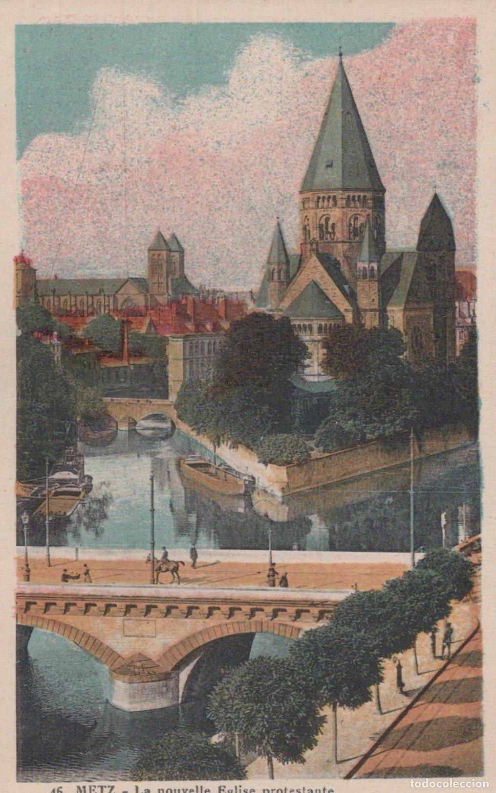 Cartes Postales: France Metz New Protestant Church And Moselle River View Unposted *YBC874