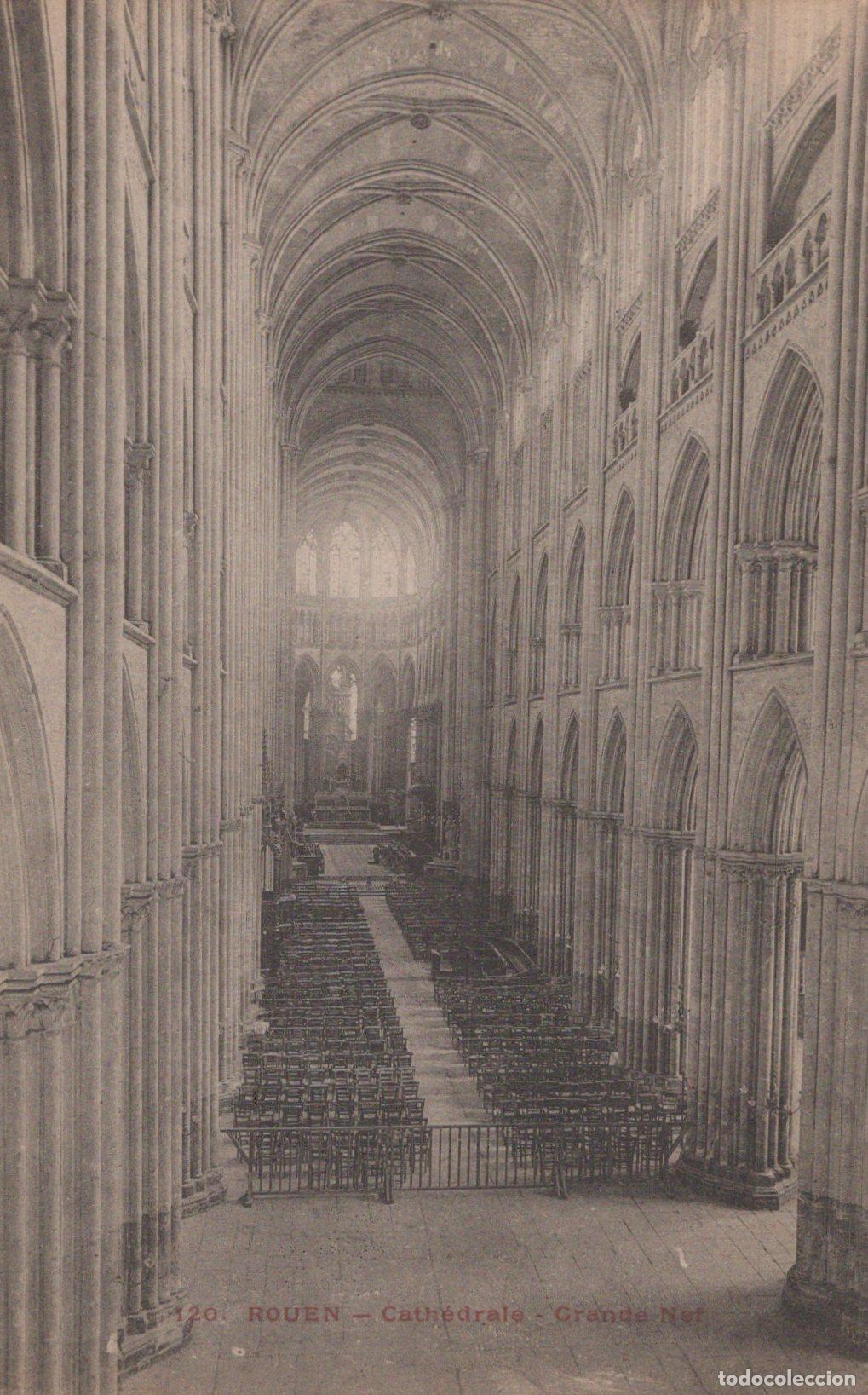 Postais: France Rouen Cathedral Interior View Of The Grand Nave Unposted *YBC947