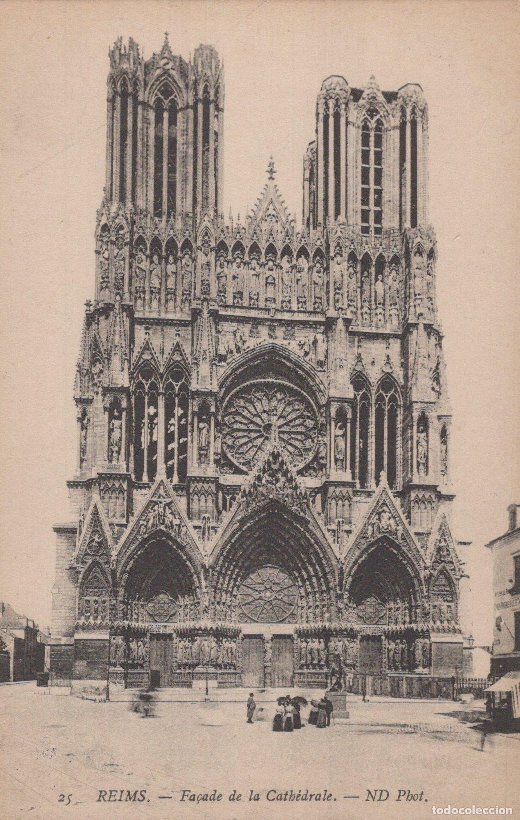 Postales: France Reims Cathedral Facade 51 Marne Unposted *YBC951
