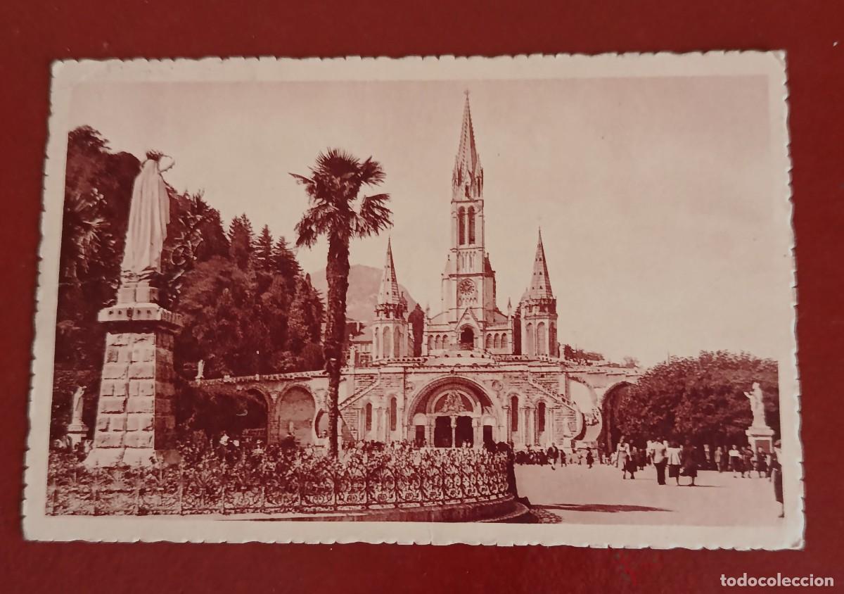 Postales: POSTAL TONO SEPIA - SANTUARIO DE NUESTRA SE&Ntilde;ORA DE LOURDES - ALTOS PIRINEOS - FRANCIA 1950