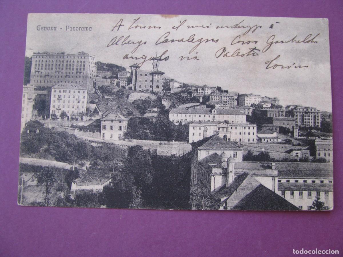 Postales: ANTIGUA POSTAL DE ITALIA. GENOVA. PANORAMA. CIRCULADA 1919.