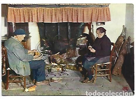 Postales: EN PARCOURANT NOS CAMPAGNES.- LA VELADA JUNTO A LA CHIMENEA, &rdquo;LOU CANTOU&rdquo;.- FRANCIA