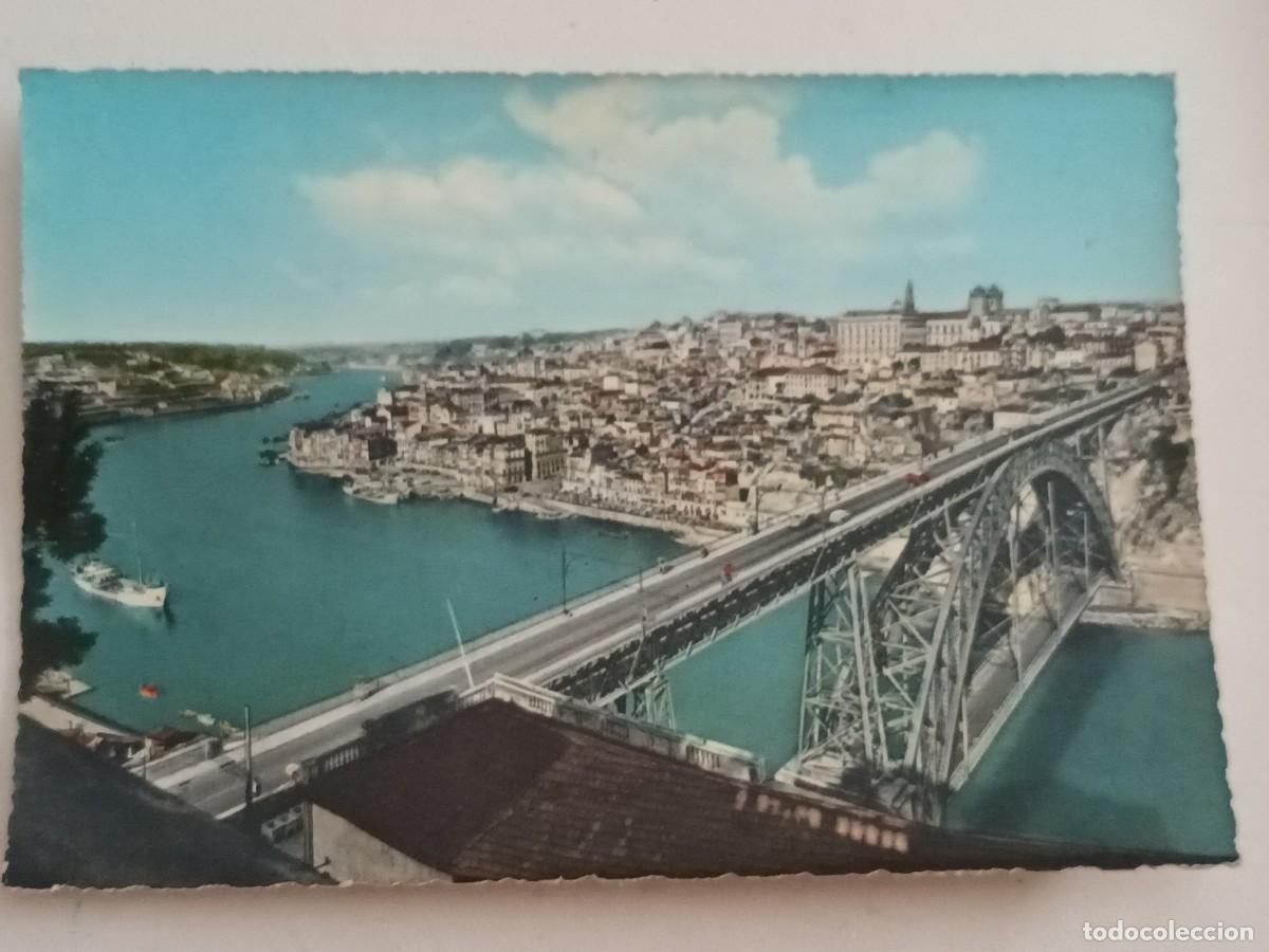 Postales: OPORTO (PORTUGAL). PUENTE DE D. LUIS Y UNA VISTA DEL RIO DUERO - FRANQUEO ESPA&Ntilde;A