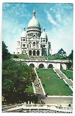Postales: BASILIQUE DU SACRE-COEUR DE MONTMARTRE ET L&acute;ESCALIER MONUMENTAL.- PARIS / FRANCIA