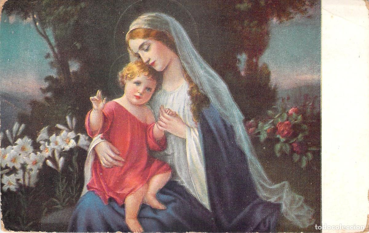Postales: Postal de la Virgen Mar&iacute;a con el Ni&ntilde;o Jes&uacute;s