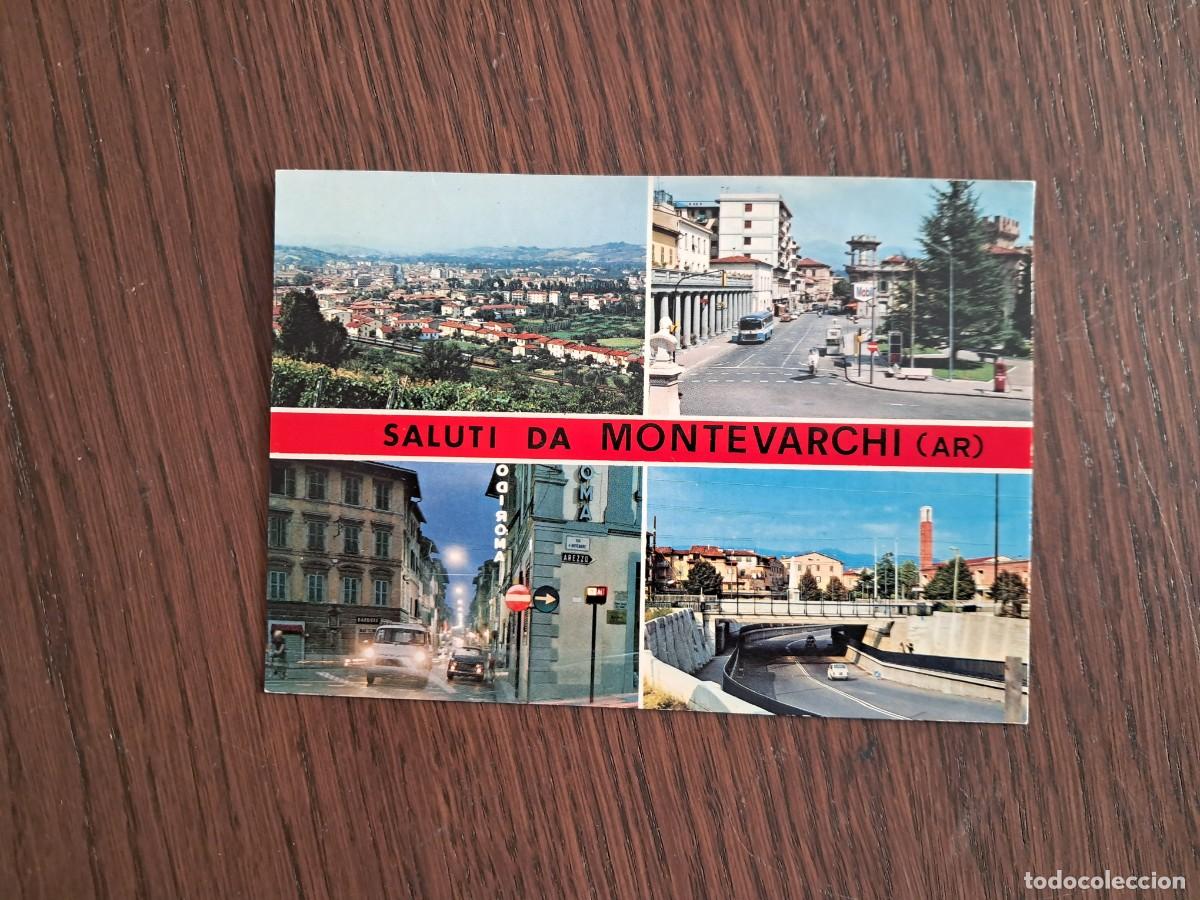 Postales: postal de Italia, diferentes vistas de Montevarchi. a&ntilde;os 70.